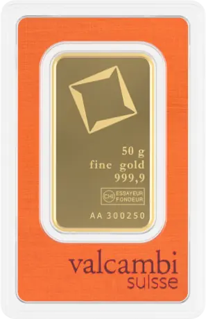 50g Gold Bar | Valcambi | Minted